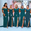 Mismatched Teal Mermaid High Slit Cheap Long Bridesmaid Dresses,WG1193