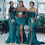 Mismatched Teal Mermaid Side Slit Cheap Long Bridesmaid Dresses Online,WG1061