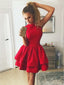 Modest High Neck Red Cheap Short Homecoming Dresses Online, CM652