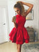 Modest High Neck Red Cheap Short Homecoming Dresses Online, CM652