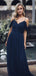 Navy Blue Chiffon Off Shoulder Long Bridesmaid Dresses Online, Cheap Bridesmaids Dresses, WG747