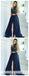 Navy Halter Two Pieces Side Slit Long Evening Prom Dresses, Cheap Sweet 16 Dresses, 18314