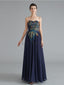 Navy Sweetheart Embroidery Cheap Long Evening Prom Dresses, Evening Party Prom Dresses, 12123