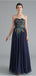 Navy Sweetheart Embroidery Cheap Long Evening Prom Dresses, Evening Party Prom Dresses, 12123