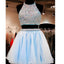 New Arrival two pieces halter sparkly backless crop tops freshman homecoming prom gowns dress,BD00116