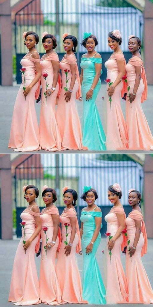 Newest Mermaid Off Shoulder Cheap Long Bridesmaid Dresses,WG1331