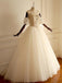 Off Shoulder Beaded A-line Lace Long Custom Cheap Wedding Bridal Dresses, WD302