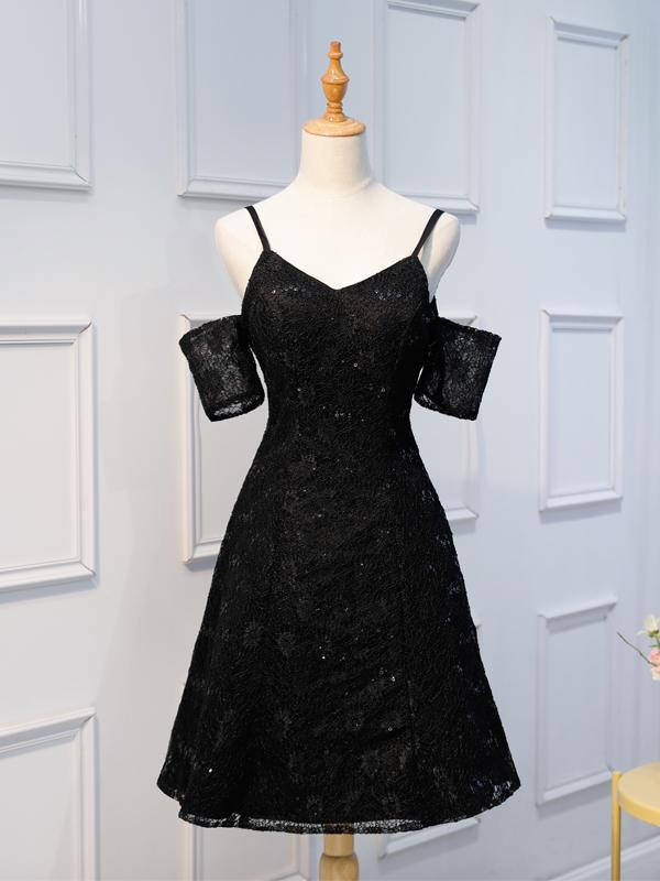 Off Shoulder Black Lace Cheap Short Homecoming Dresses Online, CM664