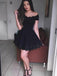 Off Shoulder Black Lace Simple Cheap Short Homecoming Dresses 2018, Little Black Dress, CM548