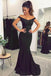 Off Shoulder Black Mermaid Long Evening Prom Dresses, 17456