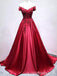 Off Shoulder Dark Red Long Evening Prom Dresses, Cheap Custom Party Prom Dresses, 18599