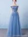 Off Shoulder Dusty Blue Long Evening Prom Dresses, Cheap Custom Party Prom Dresses, 18591