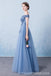 Off Shoulder Dusty Blue Long Evening Prom Dresses, Cheap Custom Party Prom Dresses, 18591