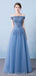 Off Shoulder Dusty Blue Long Evening Prom Dresses, Cheap Custom Party Prom Dresses, 18591