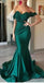 Off Shoulder Emerald Green Mermaid Long Evening Prom Dresses, 17703