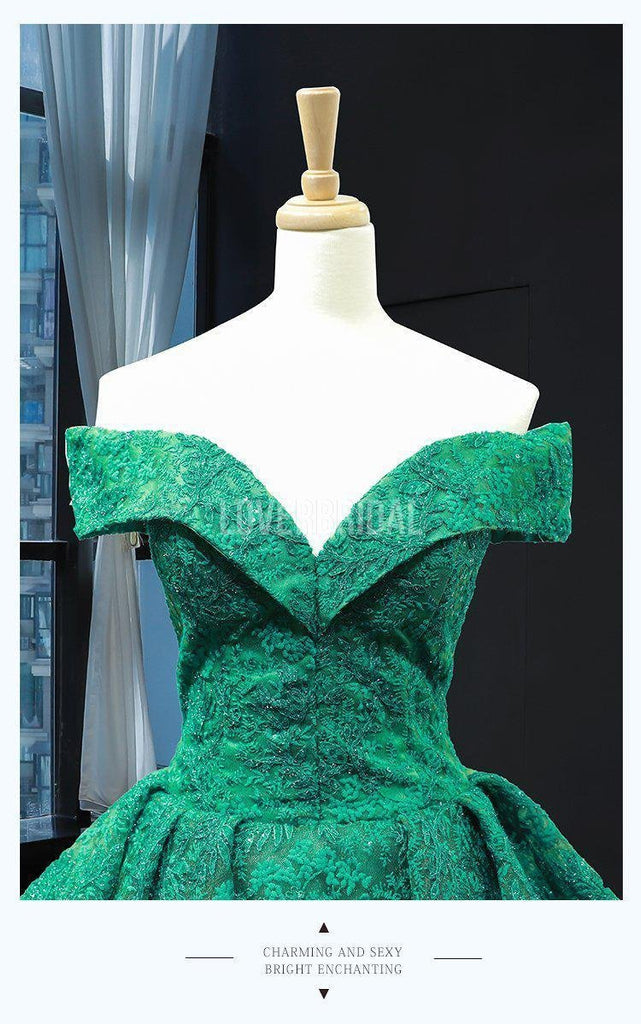 Off Shoulder Emerald Green Sequin Long Evening Prom Dresses, Evening Party Prom Dresses, 12234