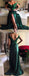 Off Shoulder Green Lace Evening Prom Dresses, 2017 Long Slit Prom Dress, Custom Long Prom Dresses, Cheap Formal Prom Dresses, 17064
