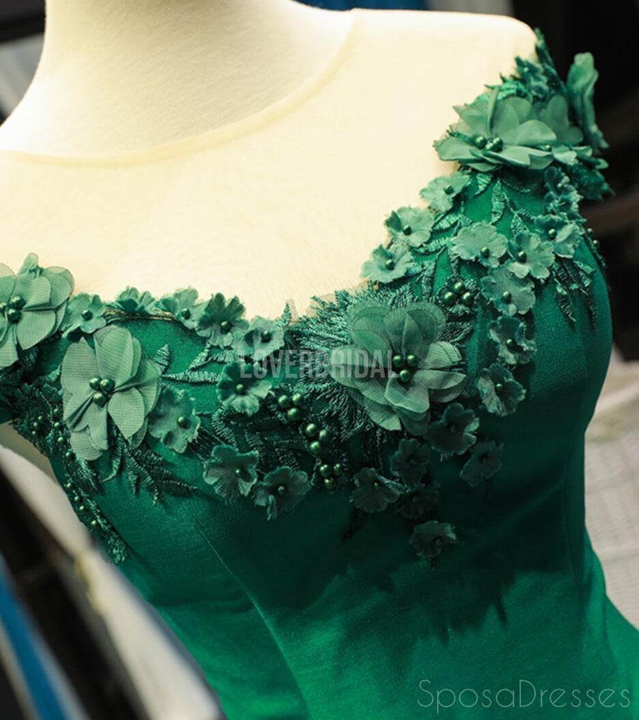 Off Shoulder Green Lace Mermaid Long Evening Prom Dresses, Evening Party Prom Dresses, 12280