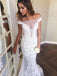 Off Shoulder Lace Mermaid Wedding Dresses, Cheap Wedding Gown, WD685