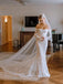 Off Shoulder Long Sleeves Mermaid Sweetheart Lace Wedding Dresses,WD731