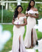 Off Shoulder Mermaid Side Slit V-neck Cheap Long Bridesmaid Dresses,WG1405