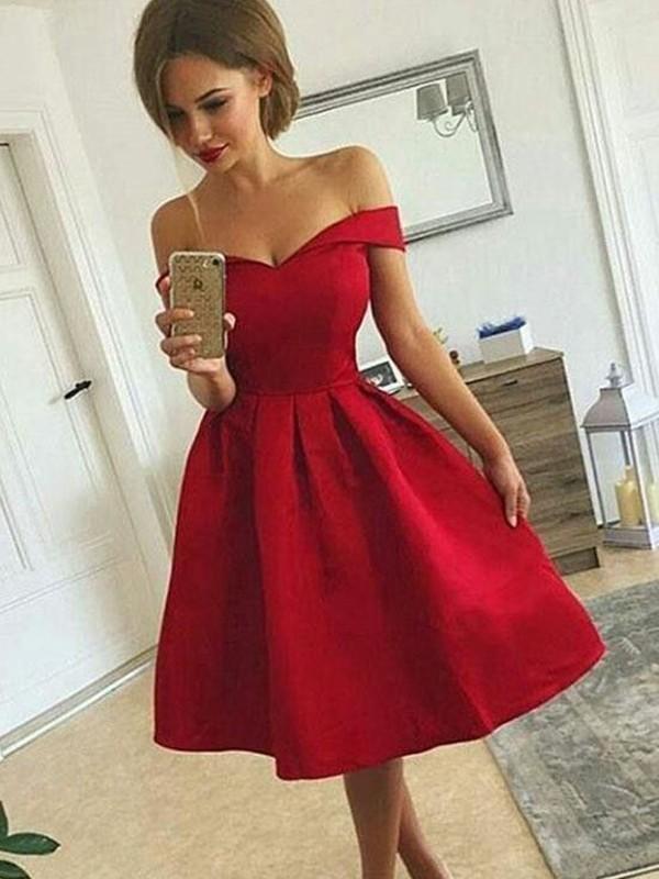 Off Shoulder Red Simple Short Cheap Homecoming Dresses Online, CM703