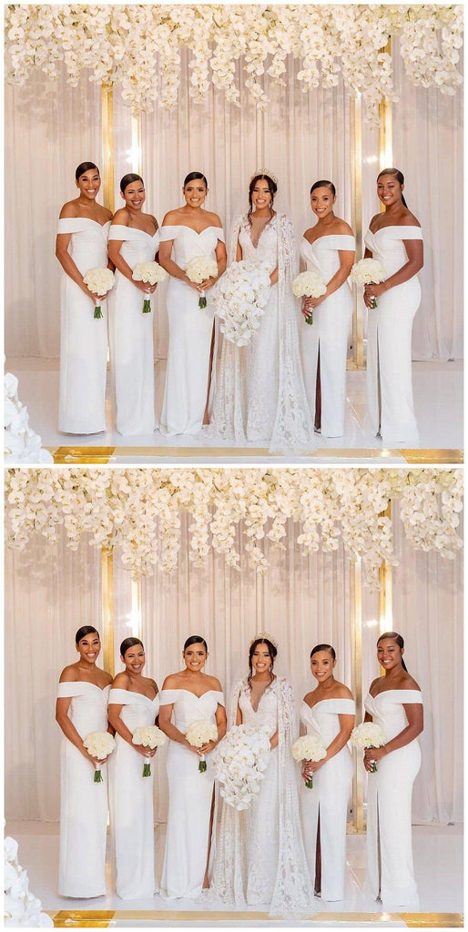 Off Shoulder Side Slit Mermaid Long Cheap Bridesmaid Dresses Online, WG661