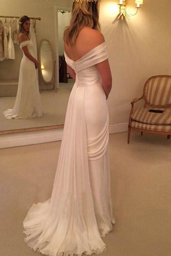 Off Shoulder Side Split Beach Wedding Dresses,  2017 Long Custom Wedding Gowns, Affordable Bridal Dresses, 17114