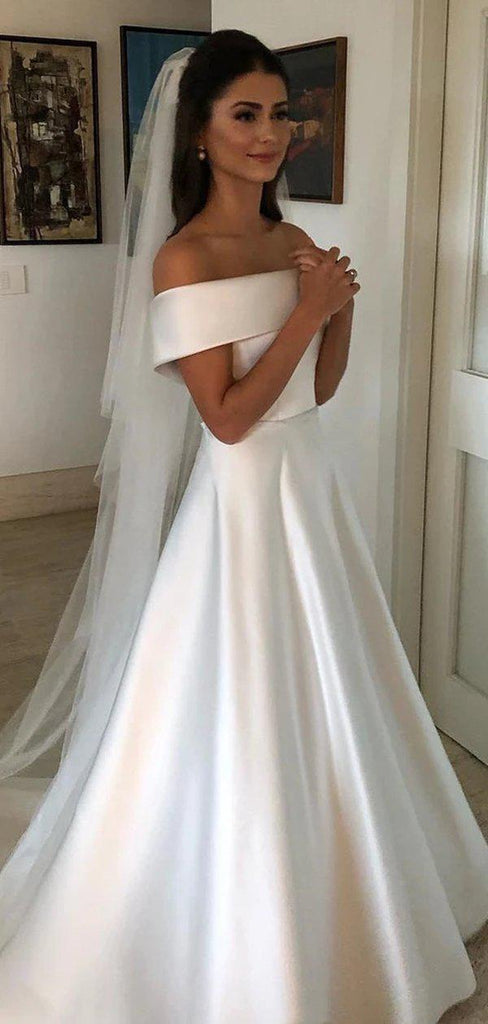 Off Shoulder Simple Cheap Wedding Dresses Online, Cheap Bridal Dresses, WD629