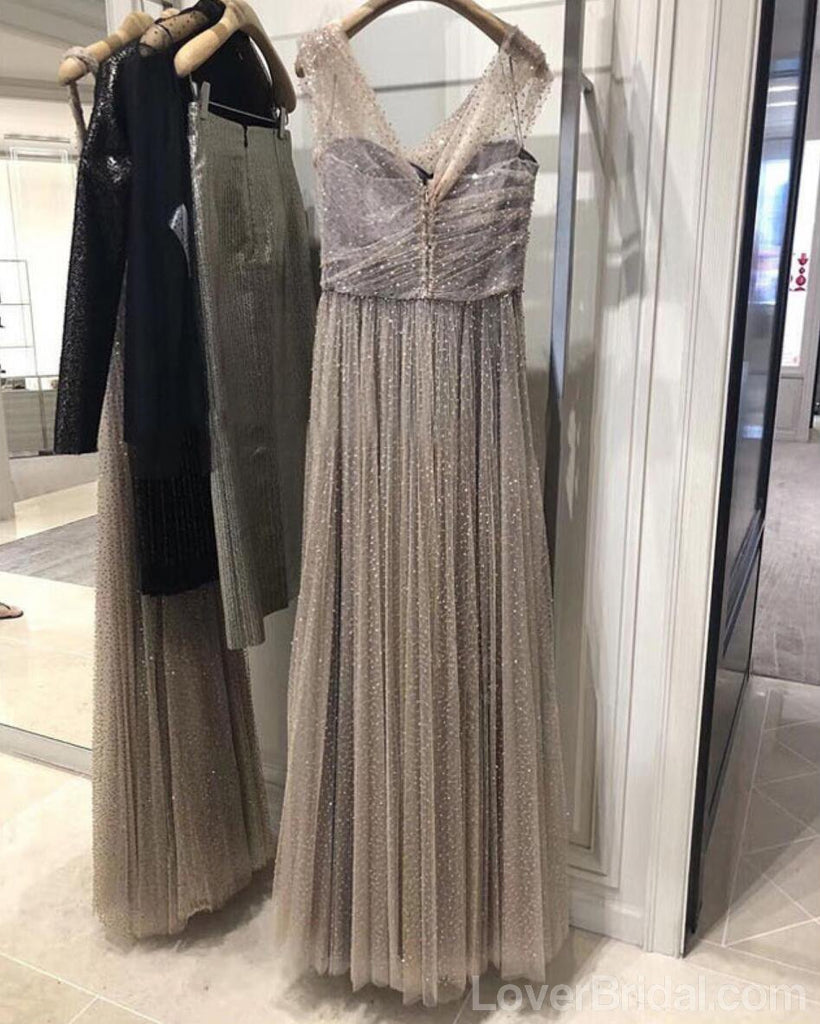 Off Shoulder Sparkly Gold A-line Long Evening Prom Dresses, Cheap Custom Sweet 16 Dresses, 18567