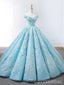 Off Shoulder Tiffany Blue Ball Gown Cheap Long Evening Prom Dresses, Cheap Custom Sweet 16 Dresses, 18532