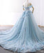 Off Shoulder Tiffany Blue Lace Beaded A-line Long Evening Prom Dresses, Cheap Sweet 16 Dresses, 18432