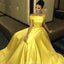 Off Shoulder Yellow Cheap Long Evening Prom Dresses, Evening Party Prom Dresses, 12157