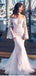 Off The Shoulder Long Sleeves Mermaid Wedding Dresses, Cheap Wedding Gown, WD711