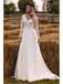 Off White A-line Long Sleeves V-neck Handmade Lace Wedding Dresses,WD784