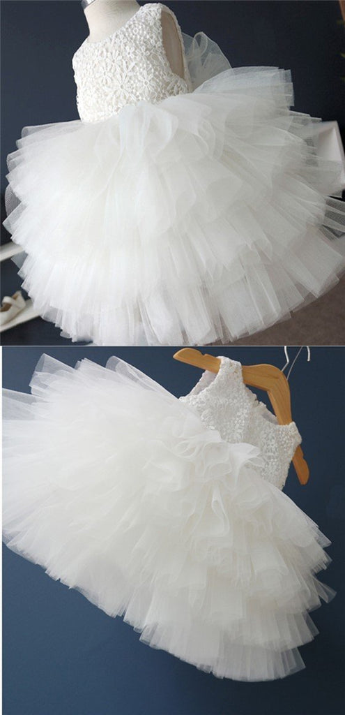 Off White Lace Top Tulle Flower Girl Dresses, Cute Tutu Dresses for Wedding, FG032