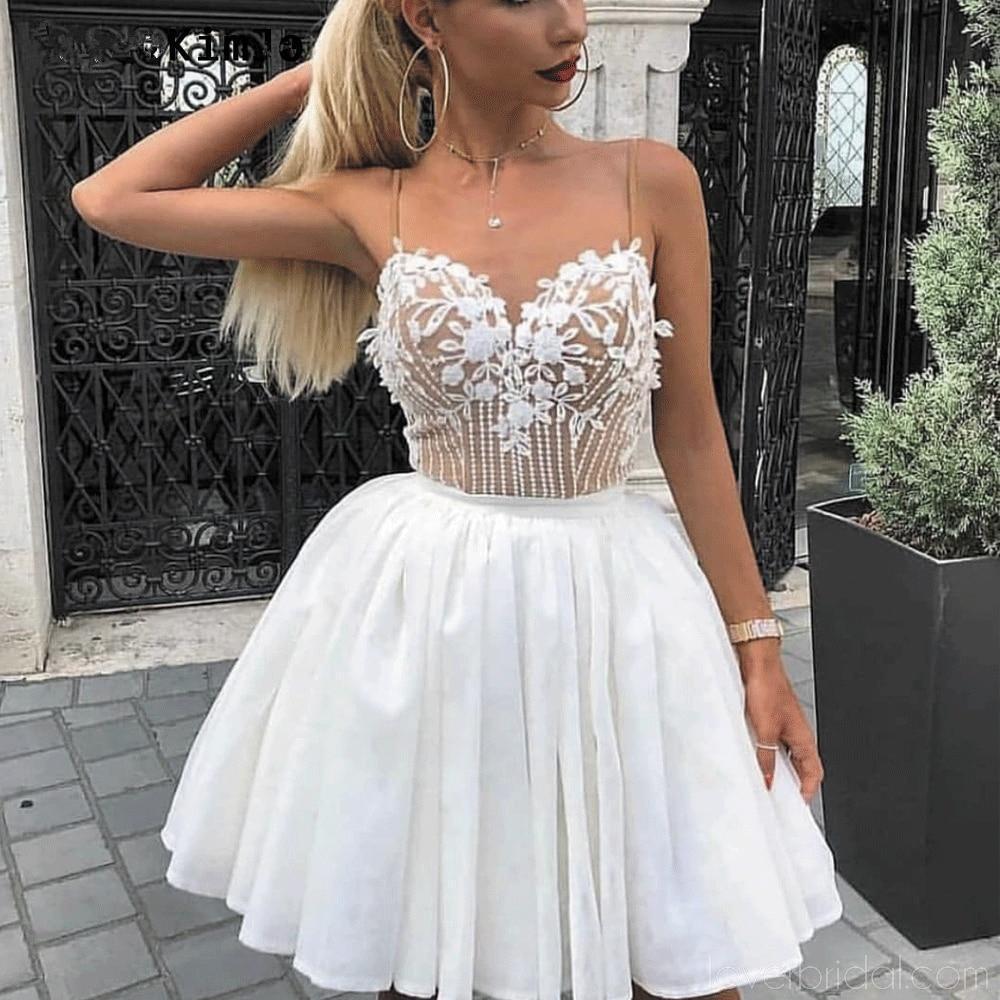 Off White Spaghetti Straps Cheap Homecoming Dresses Online, Cheap Short Prom Dresses, CM745