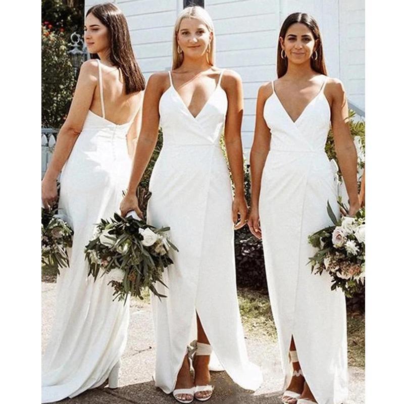 Off White Spaghetti Straps  Long Bridesmaid Dresses Online, Cheap Bridesmaids Dresses, WG728