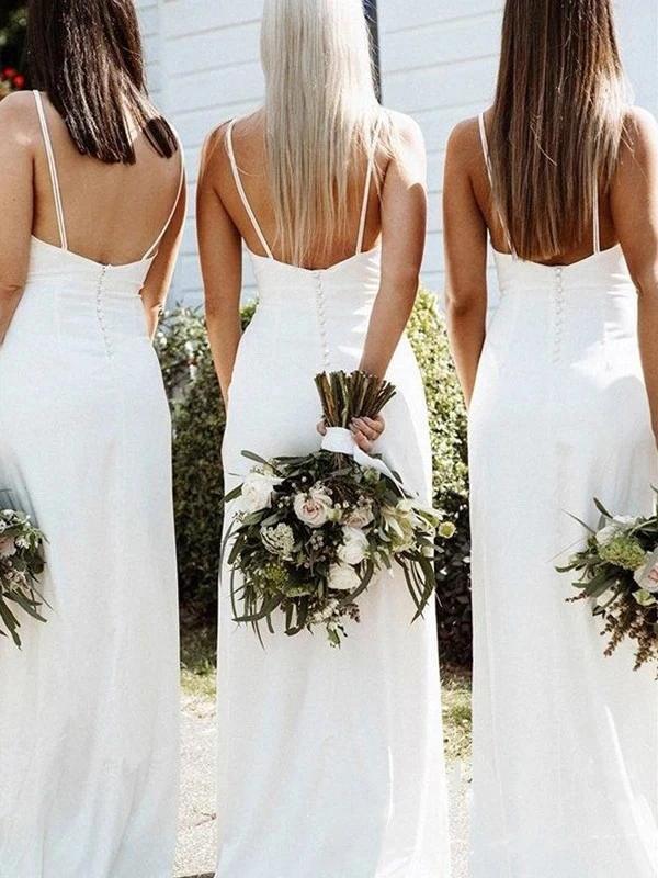 Off White Spaghetti Straps  Long Bridesmaid Dresses Online, Cheap Bridesmaids Dresses, WG728