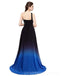 One Shoulder Beaded Chiffon Ombre Long Evening Prom Dresses, Cheap Sweet 16 Dresses, 18399