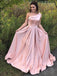 One Shoulder Blush Pink Long Cheap Evening Prom Dresses, Evening Party Prom Dresses, 12333