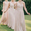 One Shoulder Chiffon Long Cheap Champagne Bridesmaid Dresses Online, WG273