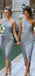 One Shoulder Grey Short Bridesmaid Dresses Online, Cheap Bridesmaids Dresses, WG739