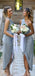 One Shoulder Grey Short Bridesmaid Dresses Online, Cheap Bridesmaids Dresses, WG739