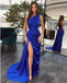 One Shoulder Mermaid High Slit Cheap Long Bridesmaid Dresses,WG1148