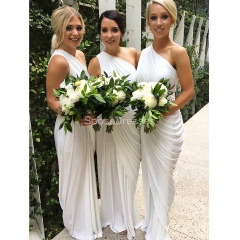 One Shoulder Off White Long Bridesmaid Dresses Online, Cheap Bridesmaids Dresses, WG708