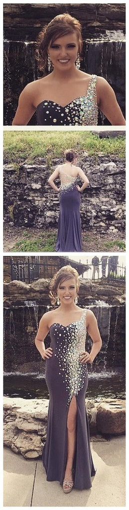 One Shoulder Prom Dress,Sparkly Prom Dress,Mermaid Party Dress ,Side Slit Prom Dress,Custom Prom Dresses ,Evening dresses, Prom Dresses,Long Prom Dress, Party Prom Dress,PD0063