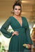 Open Back Long Sleeves Green Chiffon Cheap Bridesmaid Dresses Online, WG760