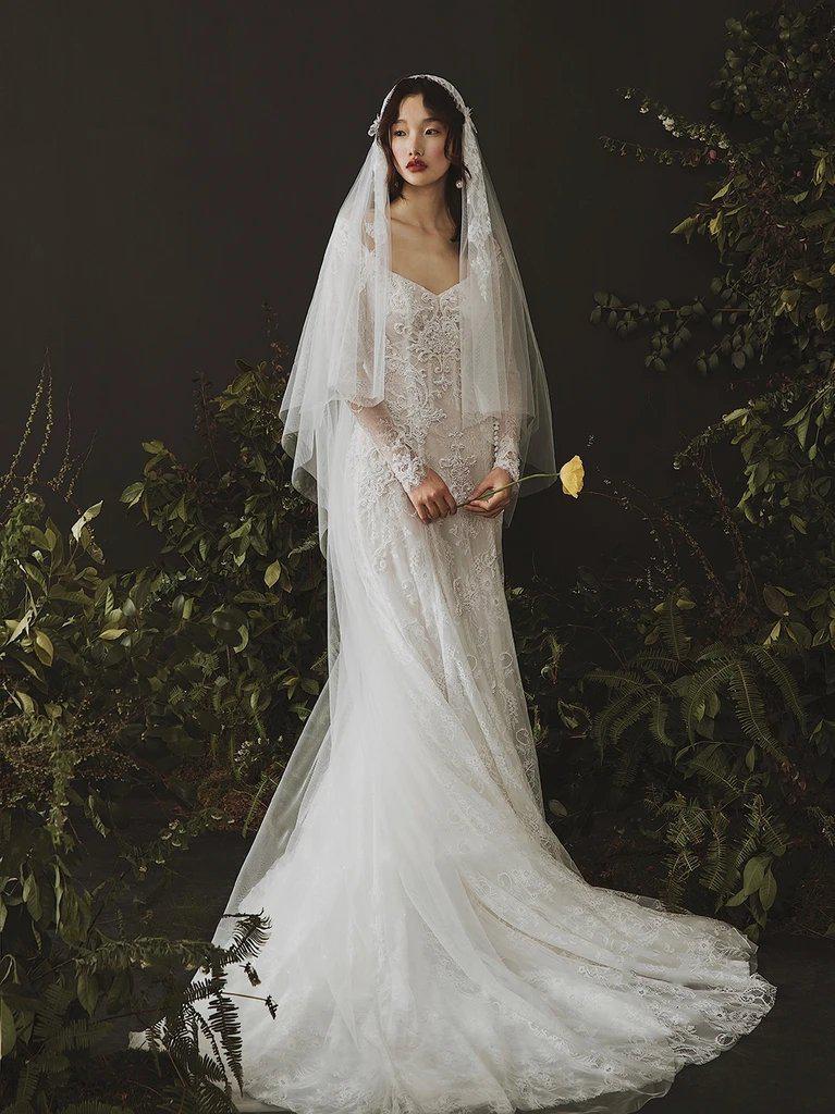 Open Back Long Sleeves Lace Mermaid Wedding Dresses Online, Cheap Bridal Dresses, WD631
