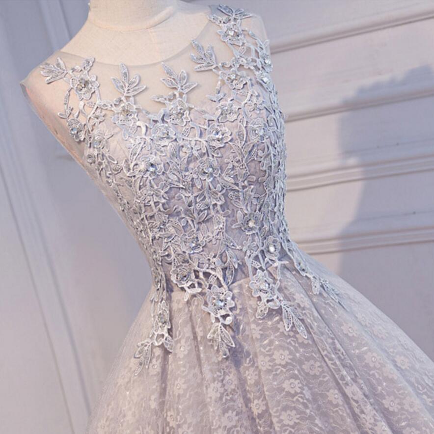 Open Back Scoop Neckline Gary Lace See Through Homecoming Prom Dresses, Affordable Short Party Prom Dresses, Perfect Homecoming Dresses, CM272